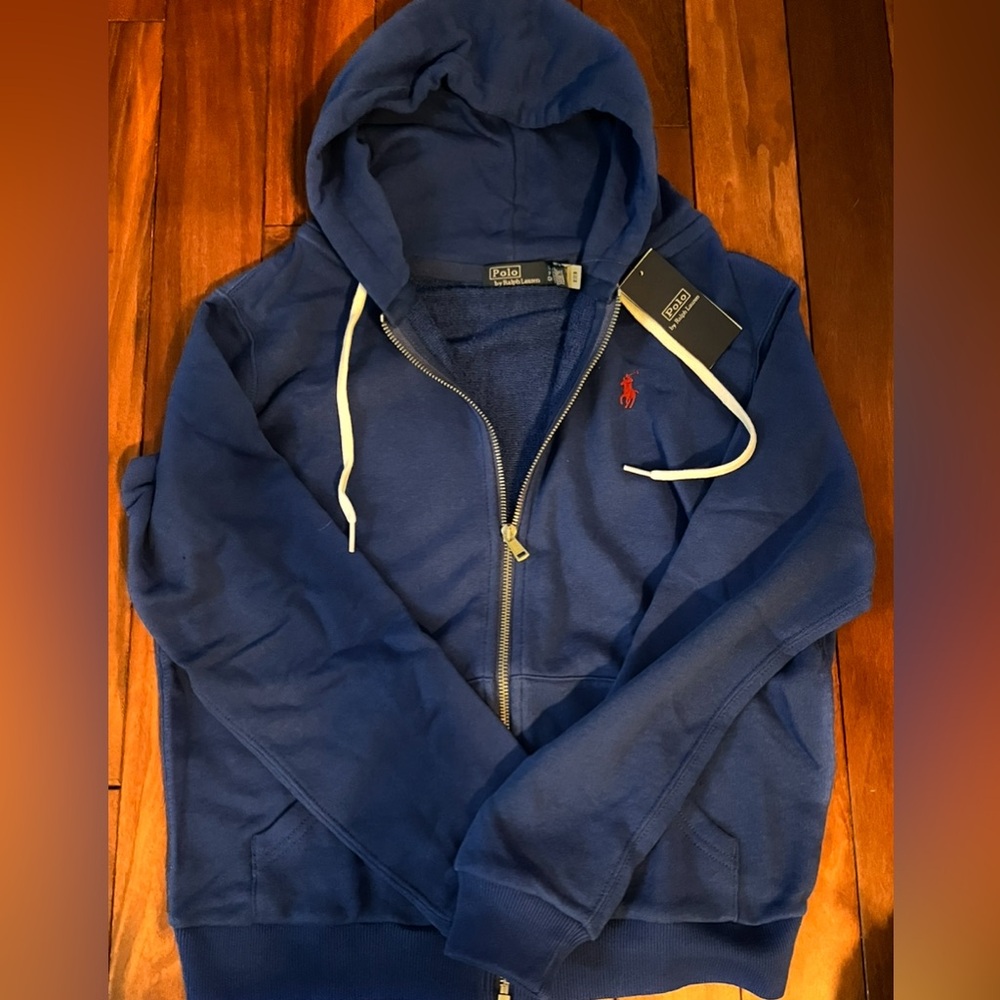 Price firm NWT Cotton Fleece Full-zip Hoodie in Blue Saturn - Picture 7 of 7